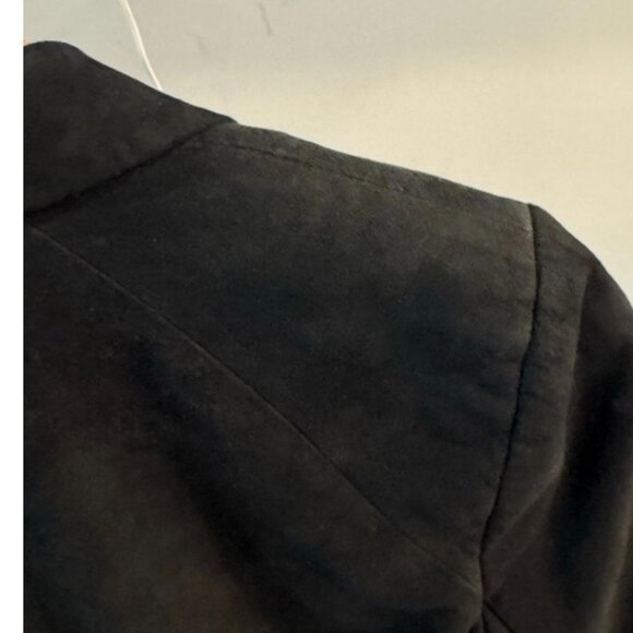 Alice + Olivia Harvey Open Front Goat Suede Leather Jacket | Women's Small Black - Picture 5 of 9